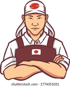  Japanese chef vector mascot character illustration