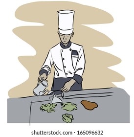 Japanese Chef Vector Sketch