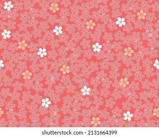 Japanese Cherry Blossom Fall Vector Seamless Pattern