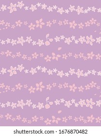 Japanese Cherry Blossom Line Vector Seamless Pattern