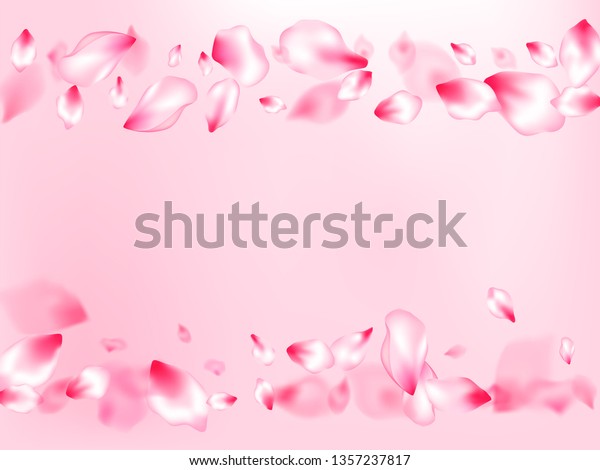 Japanese Cherry Blossom Pink Flying Petals Stock Vector Royalty