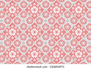 Japanese cherry blossom sakura pattern. Batik style