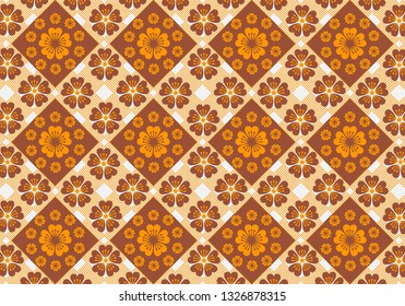 Japanese cherry blossom sakura pattern. Batik style