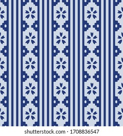Japanese Cherry Blossom Stripe Vector Seamless Pattern