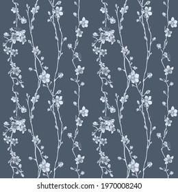 A Japanese cherry peach blossom sakura flower seamless print pattern background tile design