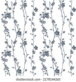 A Japanese cherry peach blossom sakura flower seamless print pattern background tile design