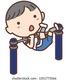 Japanese child do activity or exercise with school uniform.