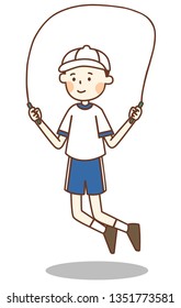 Japanese child do activity or exercise with school uniform.