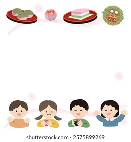 Japanese children's Hinamatsuri vector template