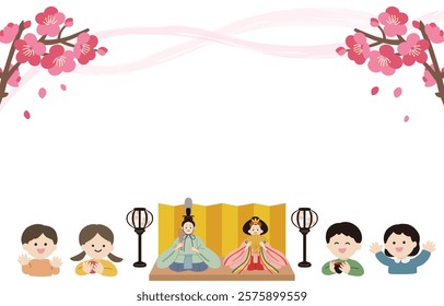 Japanese children's Hinamatsuri vector template