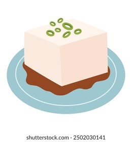 Japanese Chilled Tofu apppetizer food illustration