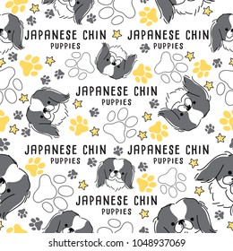 Japanese Chin : Dog breed collection : Seamless Pattern : Vector Illustration