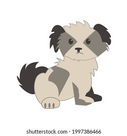 Japanese chin dog Flat vector icon illustration on white background