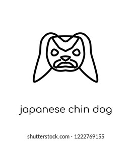 Japanese Chin dog icon. Trendy modern flat linear vector Japanese Chin dog icon on white background from thin line dogs collection, editable outline stroke vector illustration