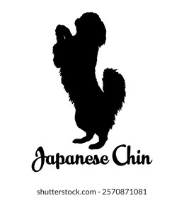 Japanese Chin dog silhouette, dog breeds, logo, vector, silhouette,  animal, illustration, icon, sign, design, black, symbol, pet, love
