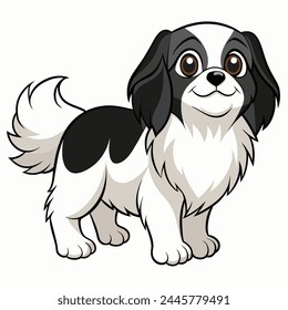 Japanese Chin dog vector illustration isolated on white background in cartoon style.