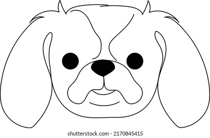 Japanese Chin Outline Artjapanese Chin Portraitline Stock Vector ...