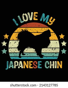Japanese Chin silhouette vintage and retro t-shirt design