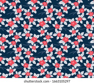 Japanese Chinese Bell Flower Vector Seamless Pattern