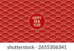 Japanese, Chinese cloud seamless pattern. 3d festive ornament for lunar Chinese new year decoration. Red and golden luxury abstract background, oriental geometric. Vector illustration.