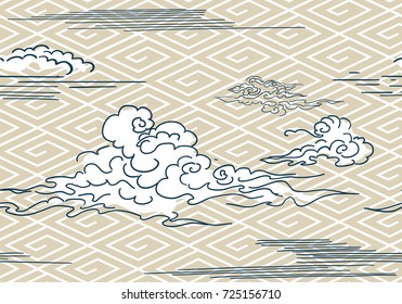 japanese chinese clouds style vector pattern