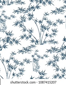 japanese chinese design sketch ink paint style seamless pattern bamboo