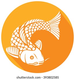japanese or chinese inspired koi carp fish flat icon