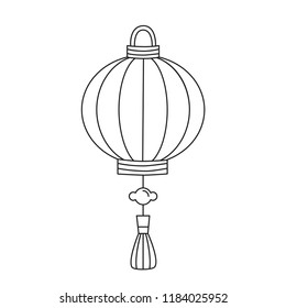 Japanese Chinese Lantern Line Doodle Vector Drawing Icon