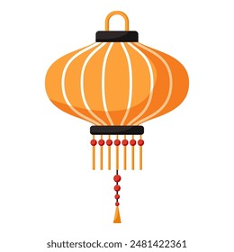 Japanese or Chinese lantern. Chinese New Year, Mid Autumn Festival background. Flat minimalist geometric design. Vector hand drawn illustration of national Japan, China, Asia.