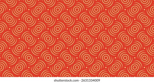 Patrón japonés, chino sin fisuras en geometría oriental. Ornamento festivo 3D para la decoración lunar del año nuevo chino. Patrón abstracto rojo y dorado. Ilustración vectorial.
