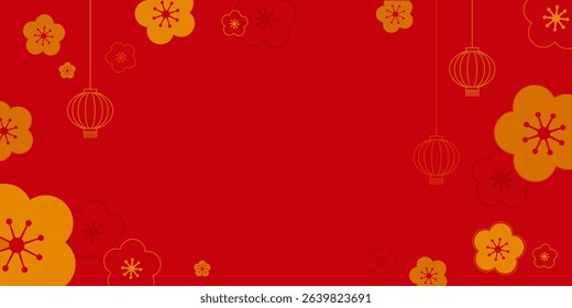 Japanese or Chinese style asian vector background with golden sakura - editable vector AD banner or flyer design