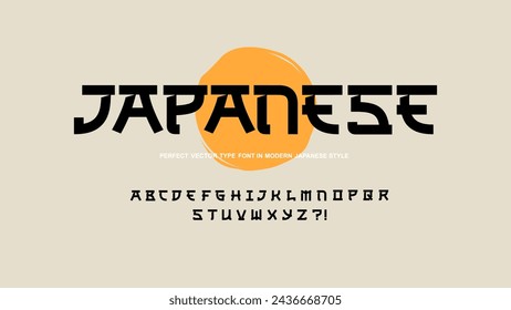 Japanese or Chinese type font calligraphy style vector. Asian Typography japan style font. English Japanese or chinese letters	