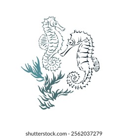 sea​​horse japanese chinese vector design background elements