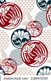 japanese chinese vector design seamless pattern heraldic badge circle