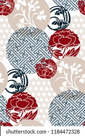 japanese chinese vector design seamless pattern heraldic badge circle