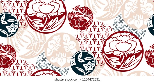 japanese chinese vector design seamless pattern heraldic badge circle