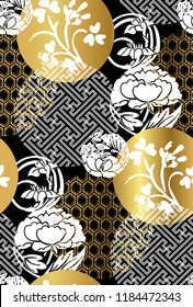 japanese chinese vector design seamless pattern heraldic badge circle