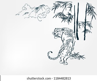 japanese chinese vector design tiger card nature