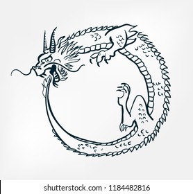 japanese chinese vector design uroboros dragon