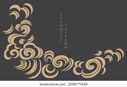 Japanese chinses cloud pattern in vintage style. black and brown brush stroke texture Abstract art landscape banner design with watercolor texture vector.