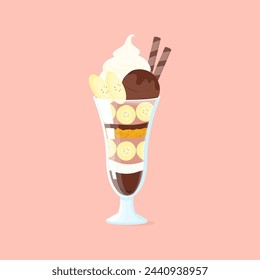 japanese chocolate parfait, vector illustration
