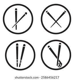 Japanese chopsticks icons set. Simple set of japanese chopsticks vector icons for web design on white background
