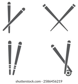 Japanese chopsticks icons set. Simple set of japanese chopsticks vector icons for web design on white background
