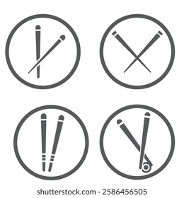 Japanese chopsticks icons set. Simple set of japanese chopsticks vector icons for web design on white background
