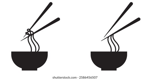 Japanese chopsticks icons set. Simple set of japanese chopsticks vector icons for web design on white background
