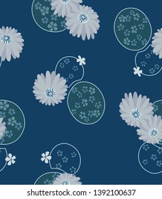 Japanese Chrysanthemum Boho Seamless Pattern
