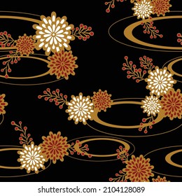 japanese chrysanthemum design - seamless vector repeat pattern, use it for wrappings, fabric, packaging and other print and design projects