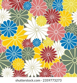 Japanese Chrysanthemums multi-colored flower pattern 