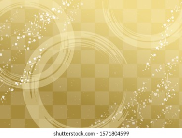 Japanese circle brush and golden background