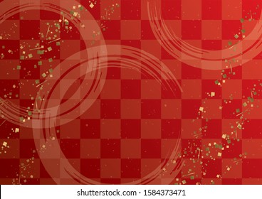 Japanese circle brush and golden powder pattern red